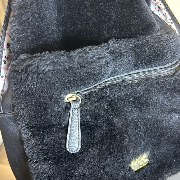 Betsey Johnson Plush Hooded Black Faux Fur Panda Hoodie Convertible Backpack - Picture 14 of 14